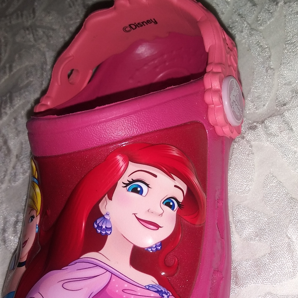 Crocs x Disney Princess Girls sz 4 - 5 Cinderella Rapunzel Pink Shoes Excellent - Picture 10 of 12